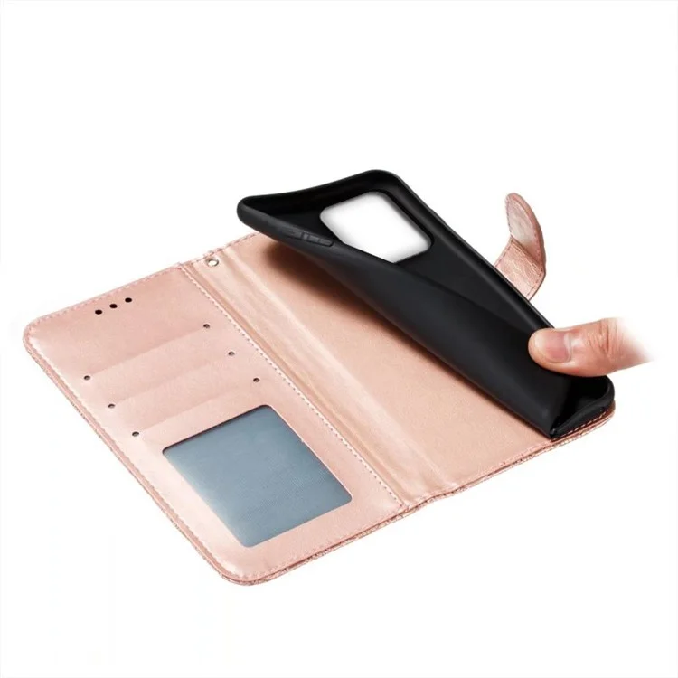 Per Motorola Moto G54 Case Fiori in Pizzo PU Coperchi - Oro Rosa