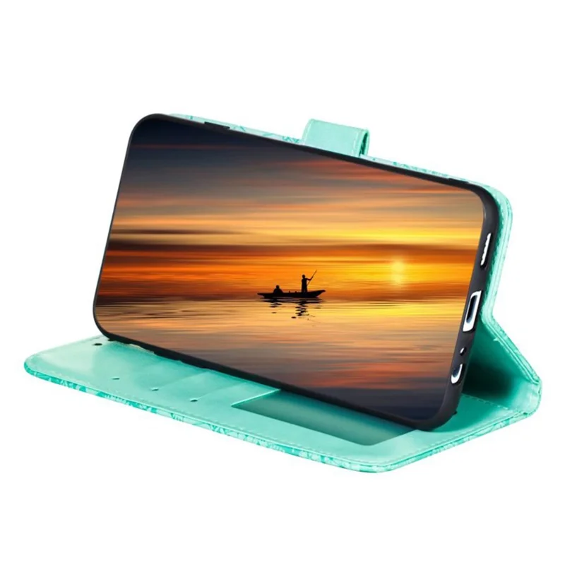 For Motorola Moto G54 5G Case Lace Flowers PU Leather Flip Wallet Phone Cover - Green