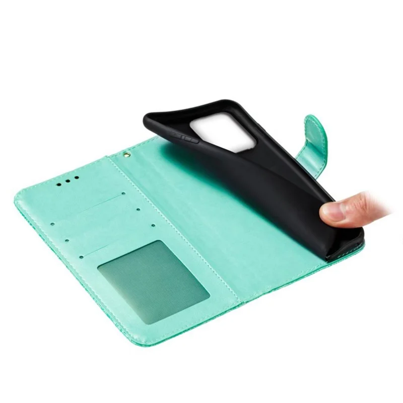 For Motorola Moto G54 5G Case Lace Flowers PU Leather Flip Wallet Phone Cover - Green