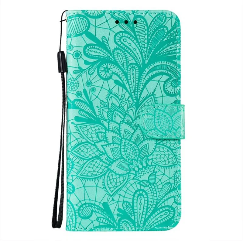 For Motorola Moto G54 5G Case Lace Flowers PU Leather Flip Wallet Phone Cover - Green