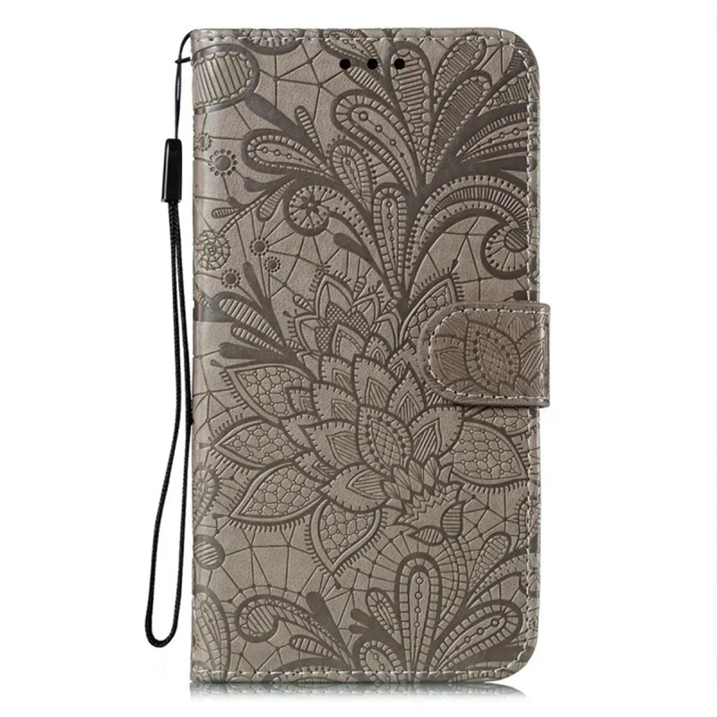 For Xiaomi Redmi Note 13 4G Case Lace Flowers PU Leather Flip Wallet Phone Cover - Grey