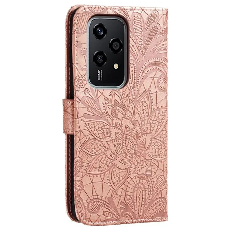 Para Honra, 200 Case Lite Lace Flores de Couro pu de Capa de Carteira de Couro - Rose Gold