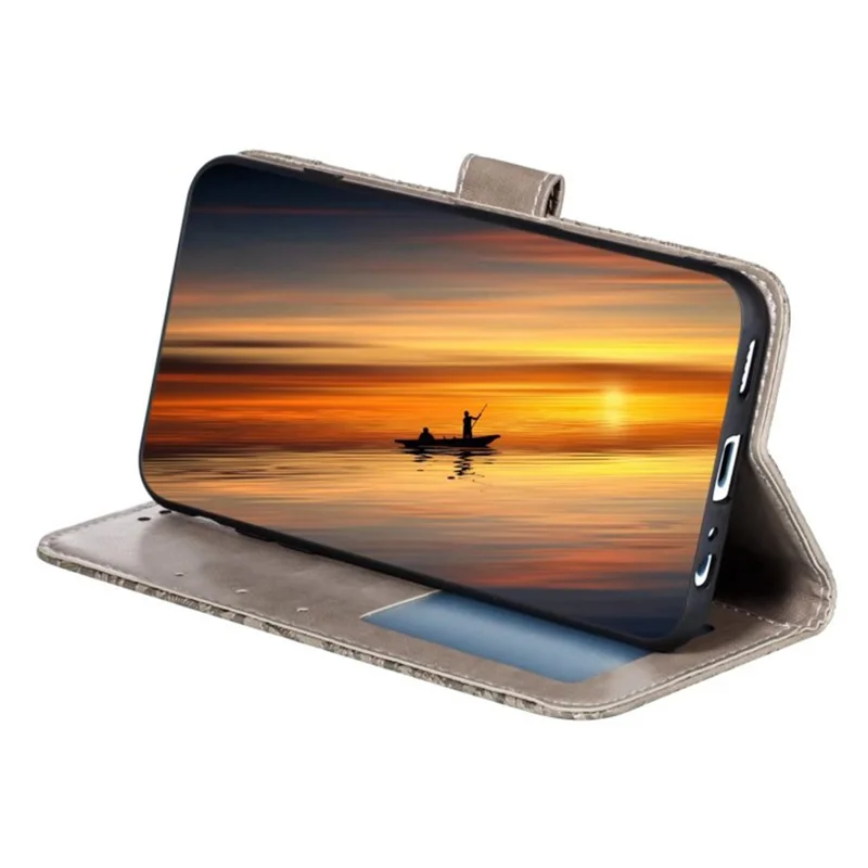 For Honor 200 Lite Case Lace Flowers PU Leather Flip Wallet Phone Cover - Grey