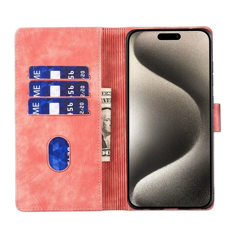 Pour Iphone 16 Pro Max Case Heart Cat Pling Stand PU pu Leather Phone Cover - Rose
