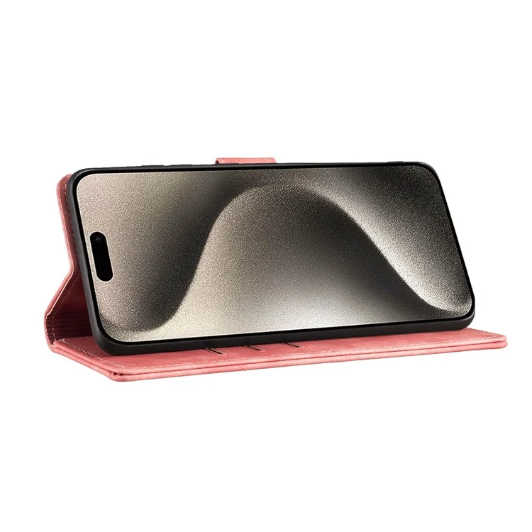 Pour Iphone 16 Pro Max Case Heart Cat Pling Stand PU pu Leather Phone Cover - Rose