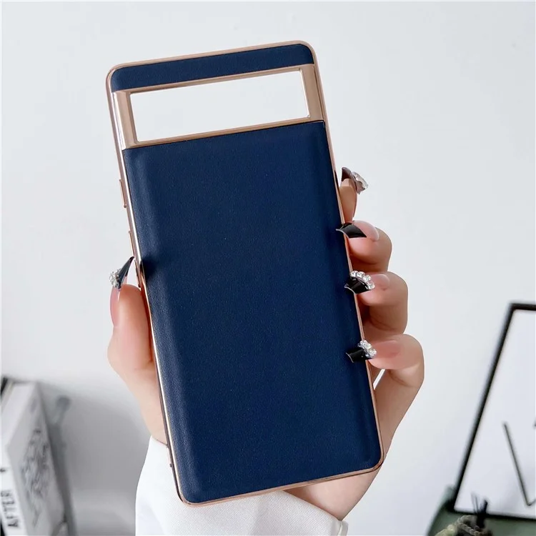 Funda para teléfono Google Pixel 7 5G Cubierta de cuero genuino chapado - Azul
