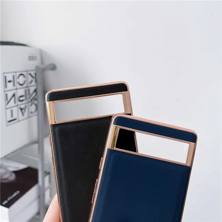 Funda para teléfono Google Pixel 7 5G Cubierta de cuero genuino chapado - Azul