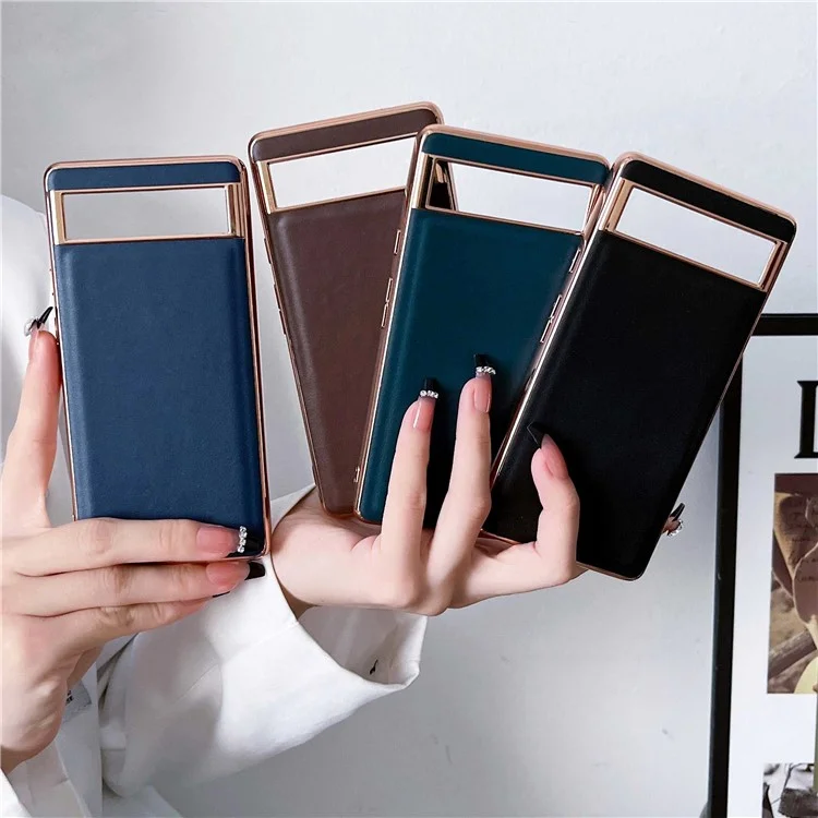 Funda para teléfono Google Pixel 7 5G Cubierta de cuero genuino chapado - Azul