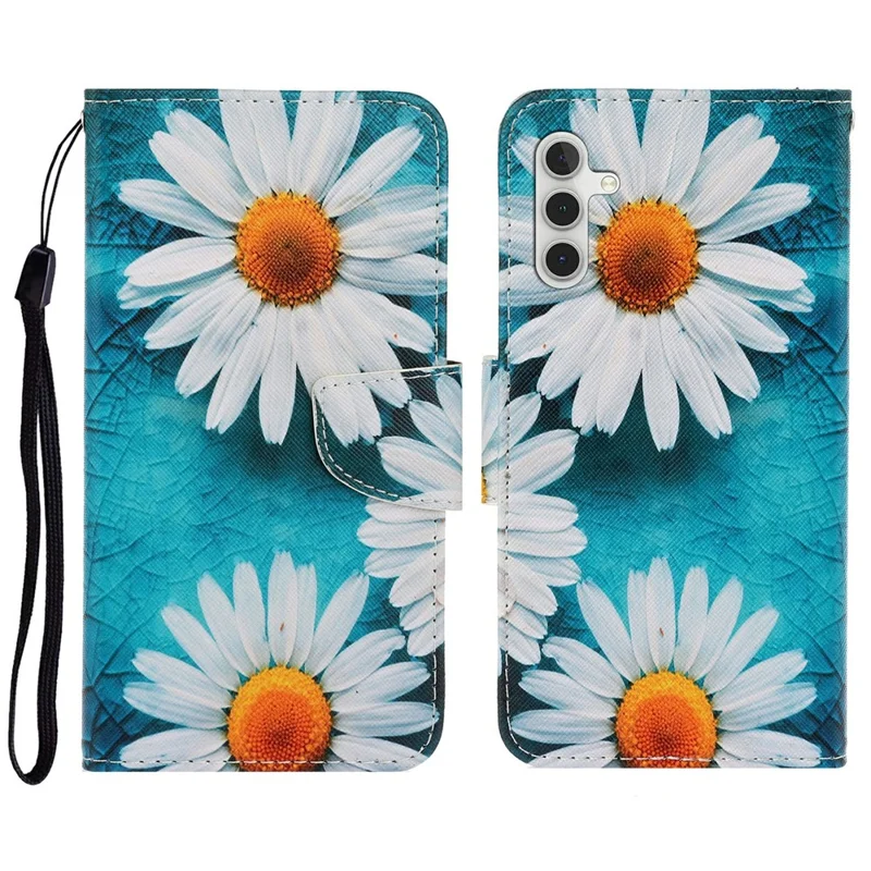 For Samsung Galaxy A26 5G / A16 5G / A16 4G Case Pattern Printing Protective Leather Folio Phone Cover - Chrysanthemum