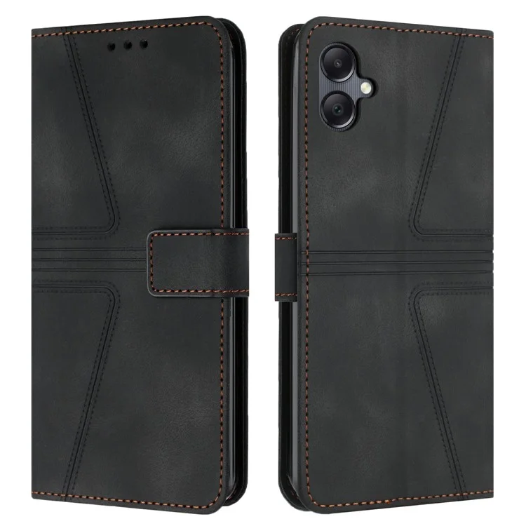 Para Samsung Galaxy A06 Case Triangle Impresión de la Billetera de Teléfono Anti-stratch - Negro