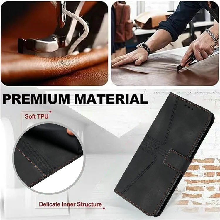 Para Samsung Galaxy A06 Case Triangle Impresión de la Billetera de Teléfono Anti-stratch - Negro