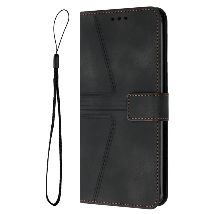 Para Samsung Galaxy A06 Case Triangle Impresión de la Billetera de Teléfono Anti-stratch - Negro