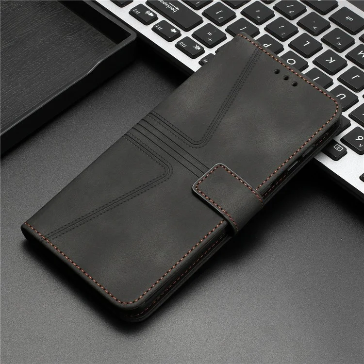 Para Samsung Galaxy A06 Case Triangle Impresión de la Billetera de Teléfono Anti-stratch - Negro