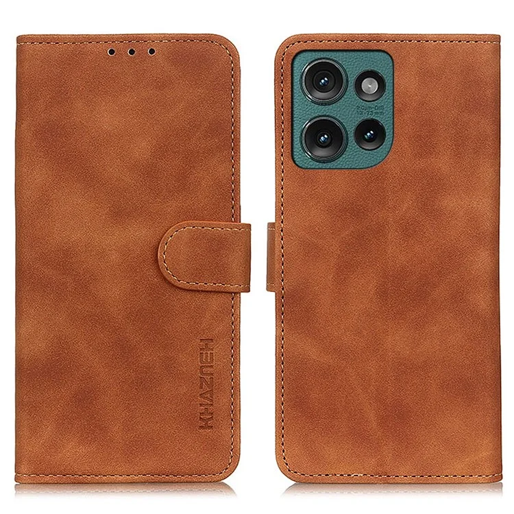 KHAZNEH Für Motorola Edge 50 5G Hülle Retro PU-Leder Brieftasche Stand Telefonabdeckung - Braun