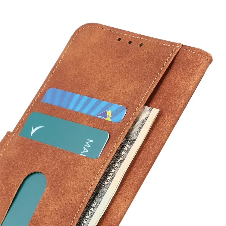 KHAZNEH Für Motorola Edge 50 5G Hülle Retro PU-Leder Brieftasche Stand Telefonabdeckung - Braun