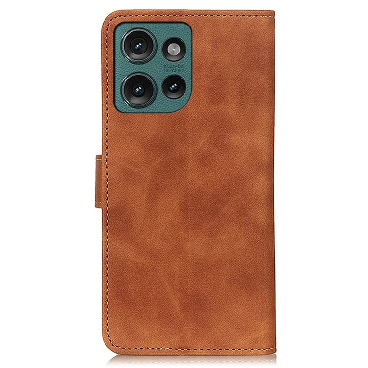KHAZNEH Für Motorola Edge 50 5G Hülle Retro PU-Leder Brieftasche Stand Telefonabdeckung - Braun