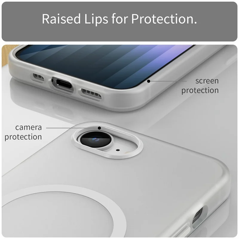 جراب لهاتف iPhone 16e متوافق مع MagSafe، رفيع، مات، شفاف، مصنوع من مادة TPU + PC - أبيض