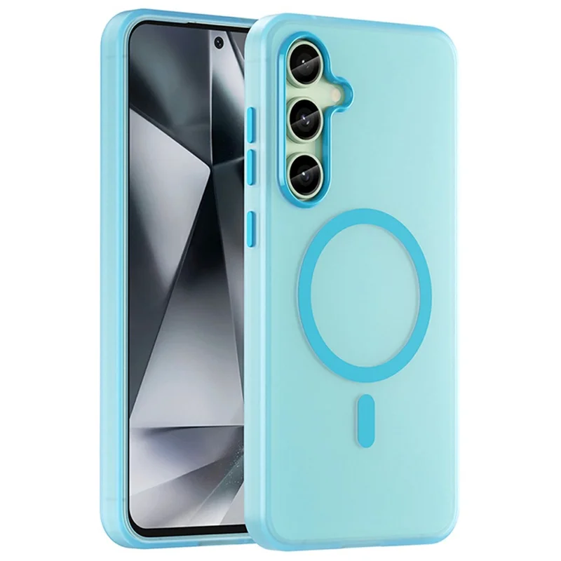 For Samsung Galaxy S24 FE Magnetic Case TPU + PC Slim Matte Translucent Phone Cover - Blue