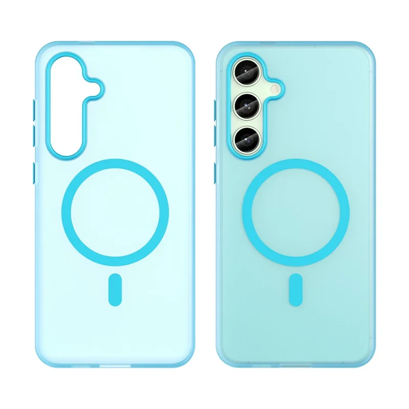 For Samsung Galaxy S24 FE Magnetic Case TPU + PC Slim Matte Translucent Phone Cover - Blue