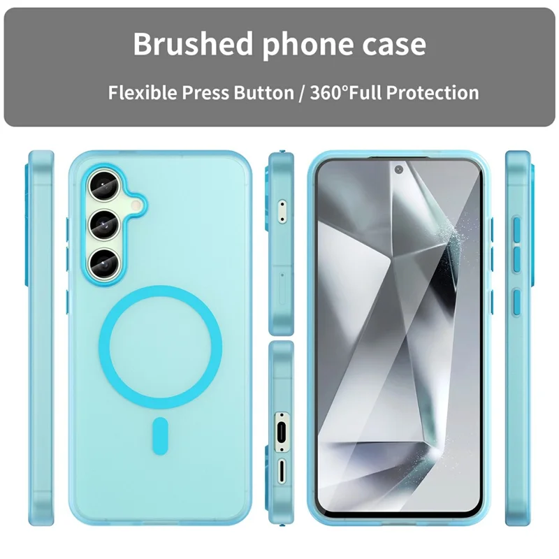 For Samsung Galaxy S24 FE Magnetic Case TPU + PC Slim Matte Translucent Phone Cover - Blue