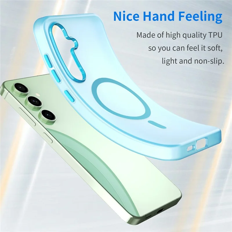 For Samsung Galaxy S24 FE Magnetic Case TPU + PC Slim Matte Translucent Phone Cover - Blue