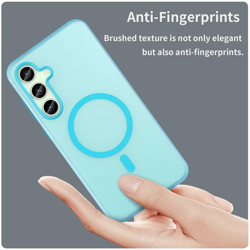 For Samsung Galaxy S24 FE Magnetic Case TPU + PC Slim Matte Translucent Phone Cover - Blue