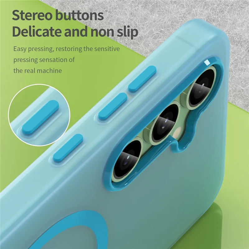 For Samsung Galaxy S24 FE Magnetic Case TPU + PC Slim Matte Translucent Phone Cover - Blue