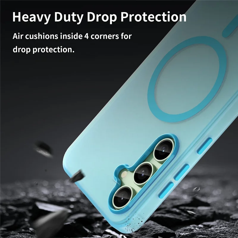 For Samsung Galaxy S24 FE Magnetic Case TPU + PC Slim Matte Translucent Phone Cover - Blue