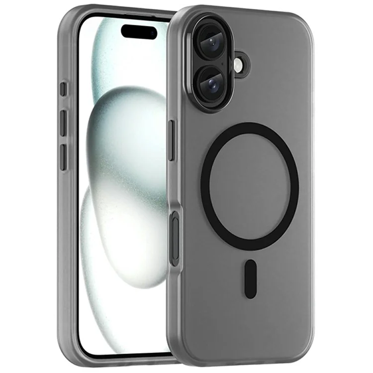 Für iPhone 16 Case kompatibel mit MagSafe TPU + PC Slim Matte Transluzente Handyhülle - Schwarz
