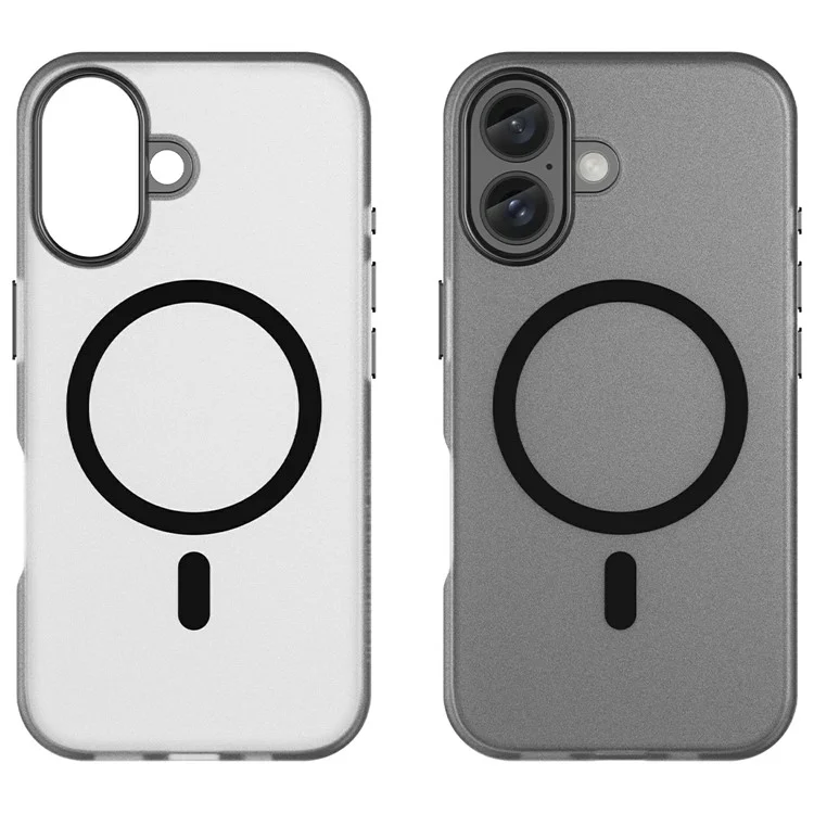 Für iPhone 16 Case kompatibel mit MagSafe TPU + PC Slim Matte Transluzente Handyhülle - Schwarz