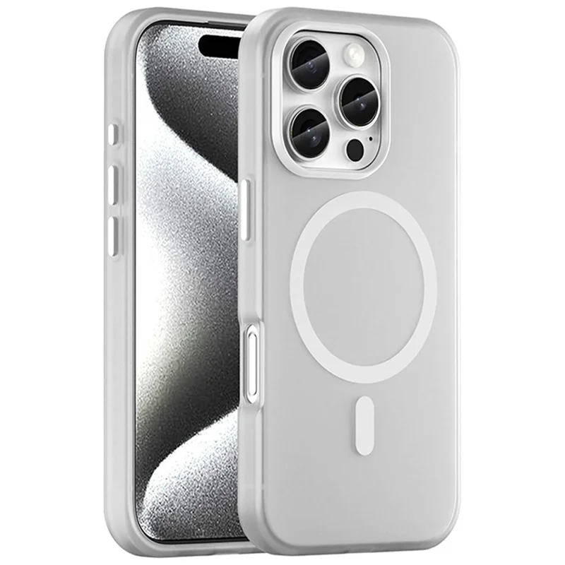 For iPhone 16 Pro Case Compatible with MagSafe TPU + PC Slim Matte Translucent Phone Cover - White