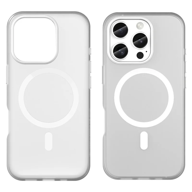 For iPhone 16 Pro Case Compatible with MagSafe TPU + PC Slim Matte Translucent Phone Cover - White