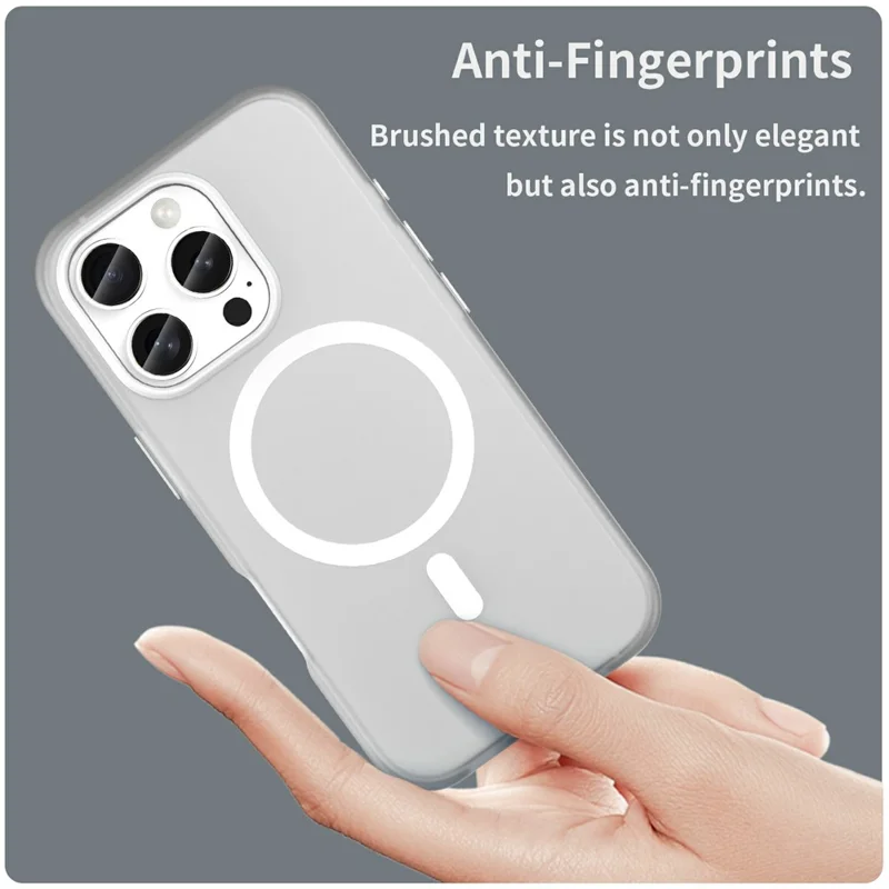 For iPhone 16 Pro Case Compatible with MagSafe TPU + PC Slim Matte Translucent Phone Cover - White
