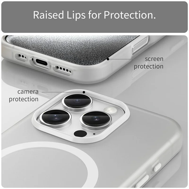 For iPhone 16 Pro Case Compatible with MagSafe TPU + PC Slim Matte Translucent Phone Cover - White