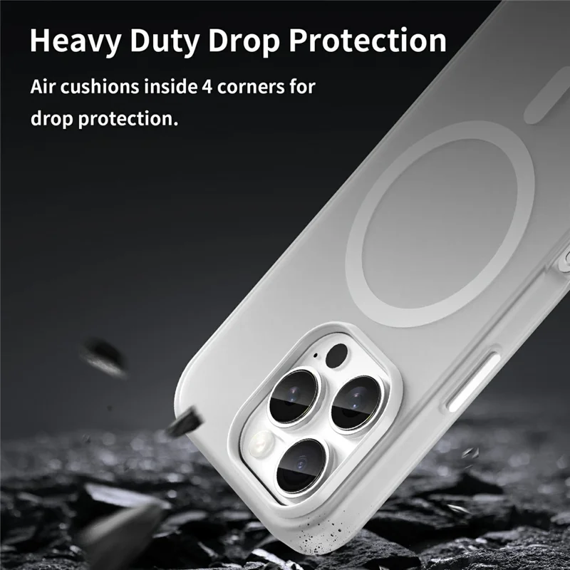 For iPhone 16 Pro Case Compatible with MagSafe TPU + PC Slim Matte Translucent Phone Cover - White