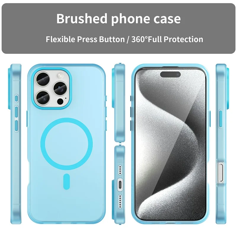 For iPhone 16 Pro Max Case Compatible with MagSafe TPU + PC Slim Matte Translucent Phone Cover - Blue