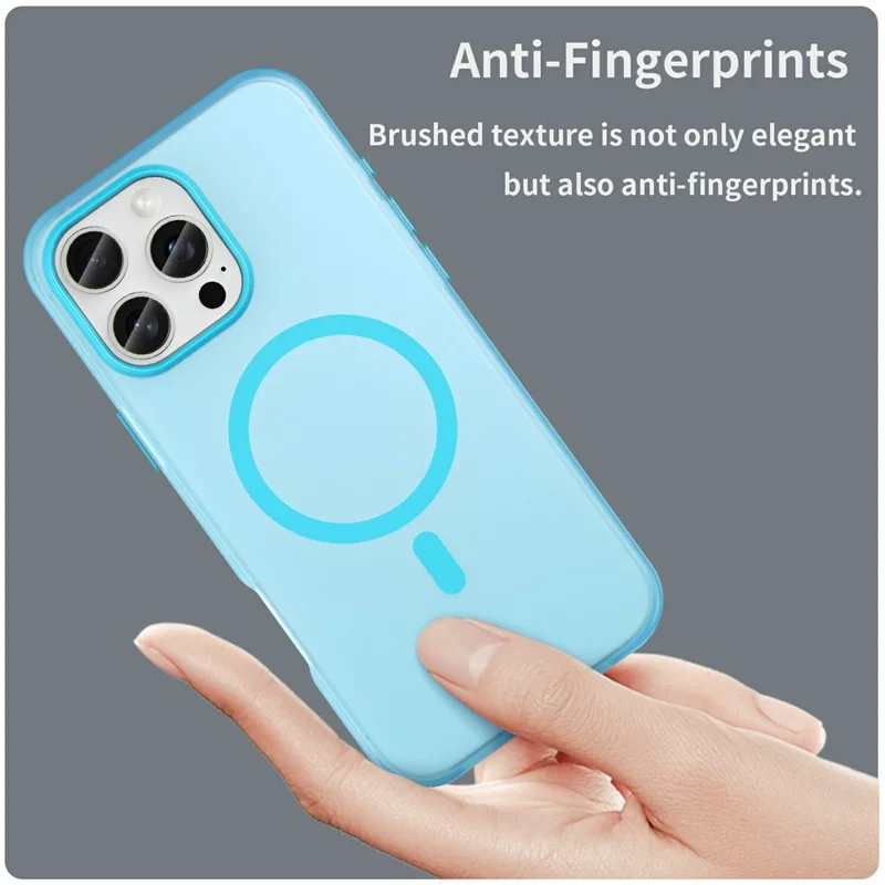 For iPhone 16 Pro Max Case Compatible with MagSafe TPU + PC Slim Matte Translucent Phone Cover - Blue