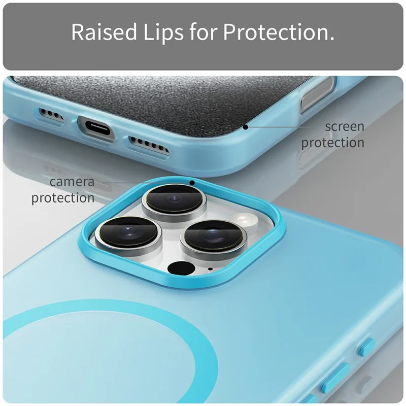 For iPhone 16 Pro Max Case Compatible with MagSafe TPU + PC Slim Matte Translucent Phone Cover - Blue