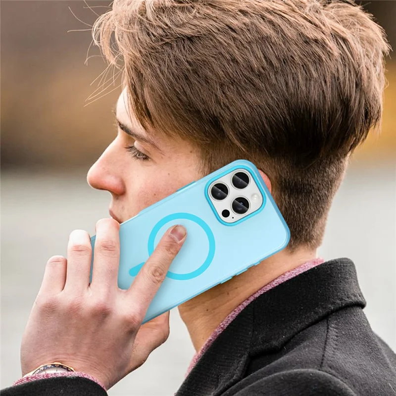 For iPhone 16 Pro Max Case Compatible with MagSafe TPU + PC Slim Matte Translucent Phone Cover - Blue