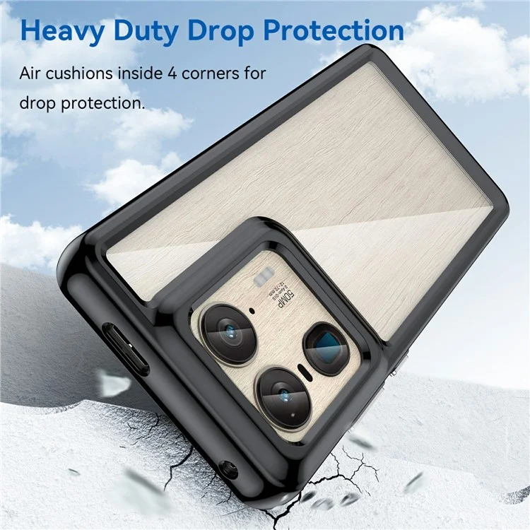 For Motorola Edge 50 Ultra 5G / Moto X50 Ultra 5G Case TPU +Acrylic Protective Clear Phone Cover - Black