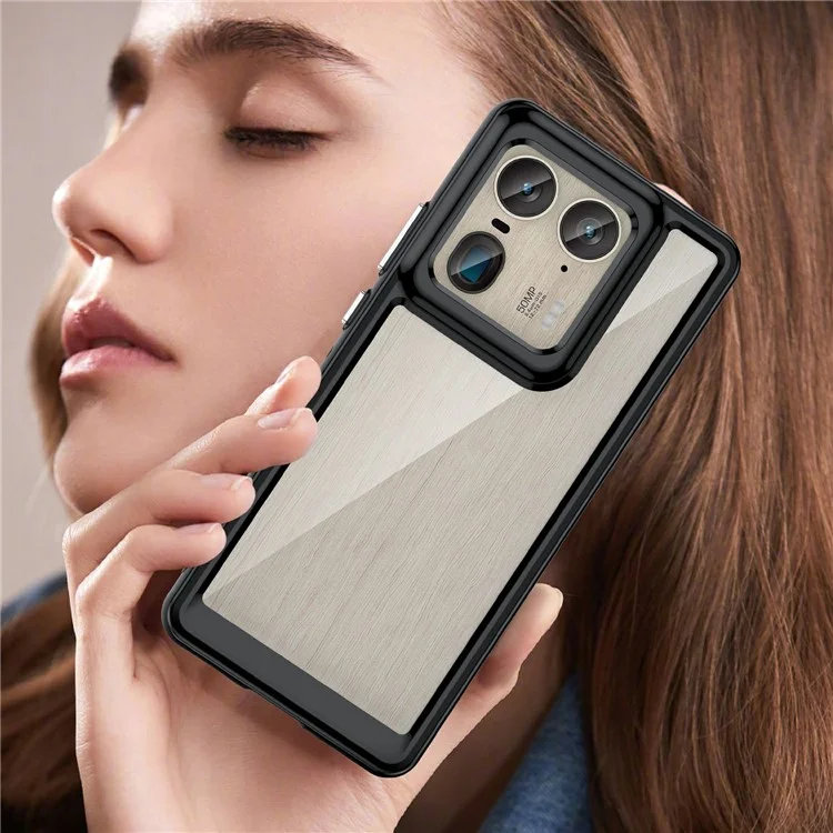 For Motorola Edge 50 Ultra 5G / Moto X50 Ultra 5G Case TPU +Acrylic Protective Clear Phone Cover - Black
