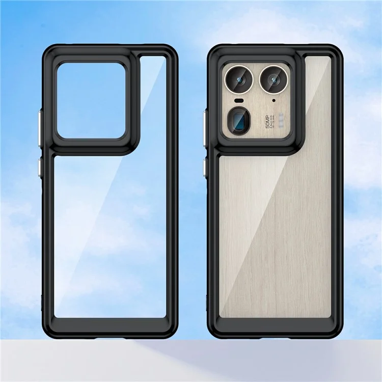 For Motorola Edge 50 Ultra 5G / Moto X50 Ultra 5G Case TPU +Acrylic Protective Clear Phone Cover - Black