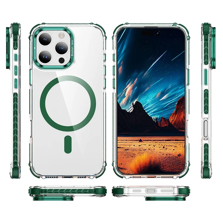Capa Transparente com Suporte para iPhone 15 Pro Max Compatível com MagSafe - Verde