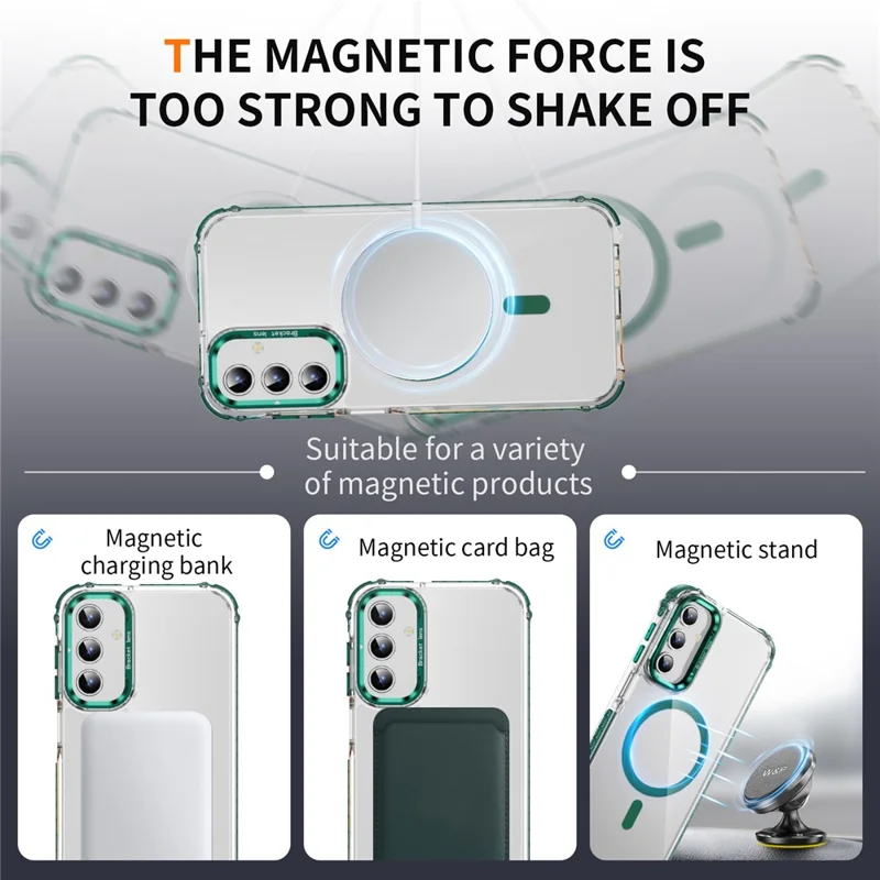 For Samsung Galaxy S24 Clear Phone Case with Lens Kickstand Cover Magnetic Case - Green