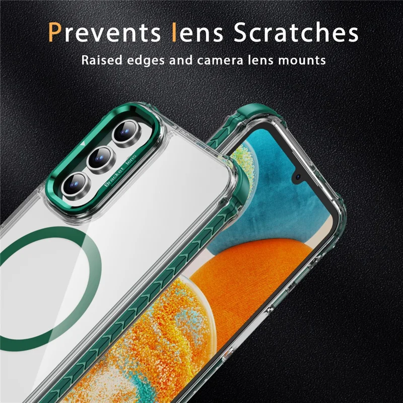 For Samsung Galaxy S24 Clear Phone Case with Lens Kickstand Cover Magnetic Case - Green