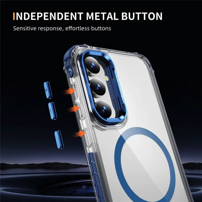 For Samsung Galaxy S23 FE Clear Phone Case with Lens Kickstand Cover Magnetic Case - Blue