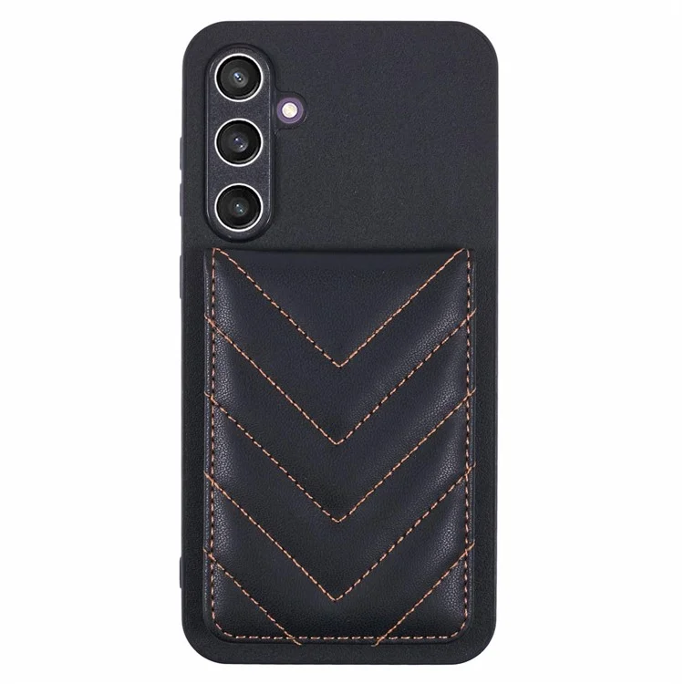 Pour Samsung Galaxy S23 fe Phone Case Rhombus Adhesive Carte Sac Avec Blocage RFID Kickstand - Noir