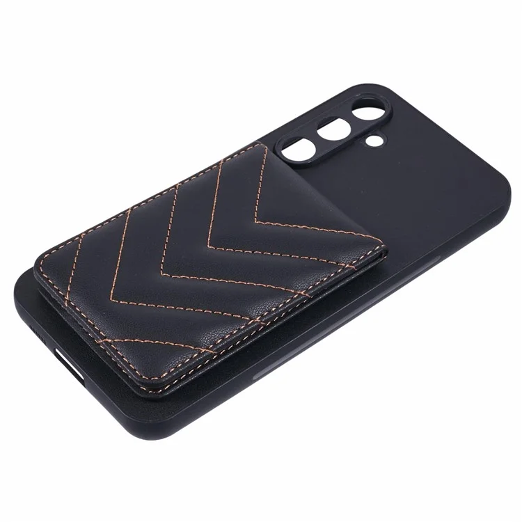 Pour Samsung Galaxy S23 fe Phone Case Rhombus Adhesive Carte Sac Avec Blocage RFID Kickstand - Noir