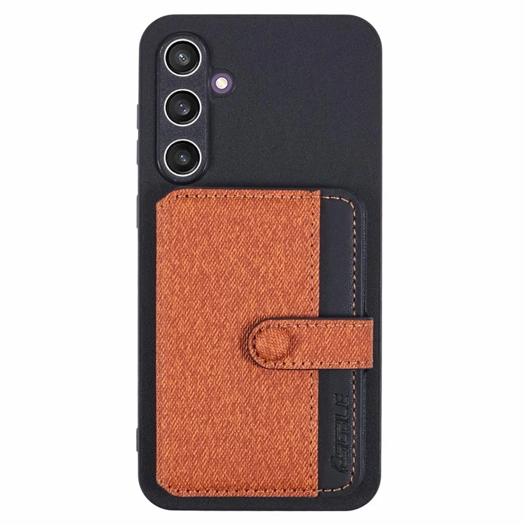 Für Samsung Galaxy S23 fe Phone Case Adhäsive Kartenbeutelfarbe Mit Kickstand-braun
