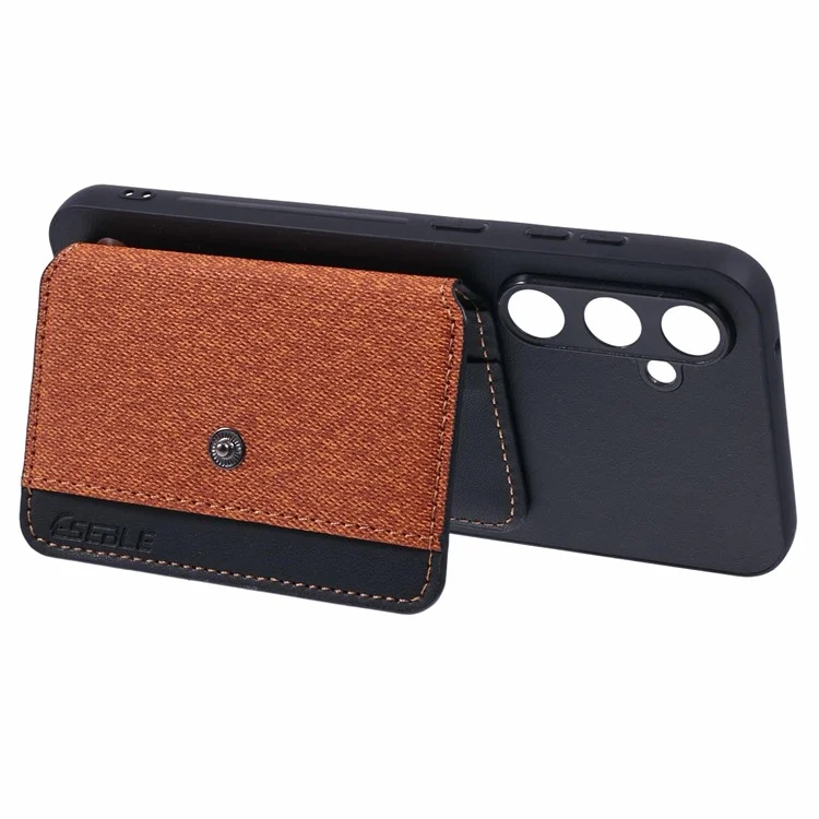 Für Samsung Galaxy S23 fe Phone Case Adhäsive Kartenbeutelfarbe Mit Kickstand-braun